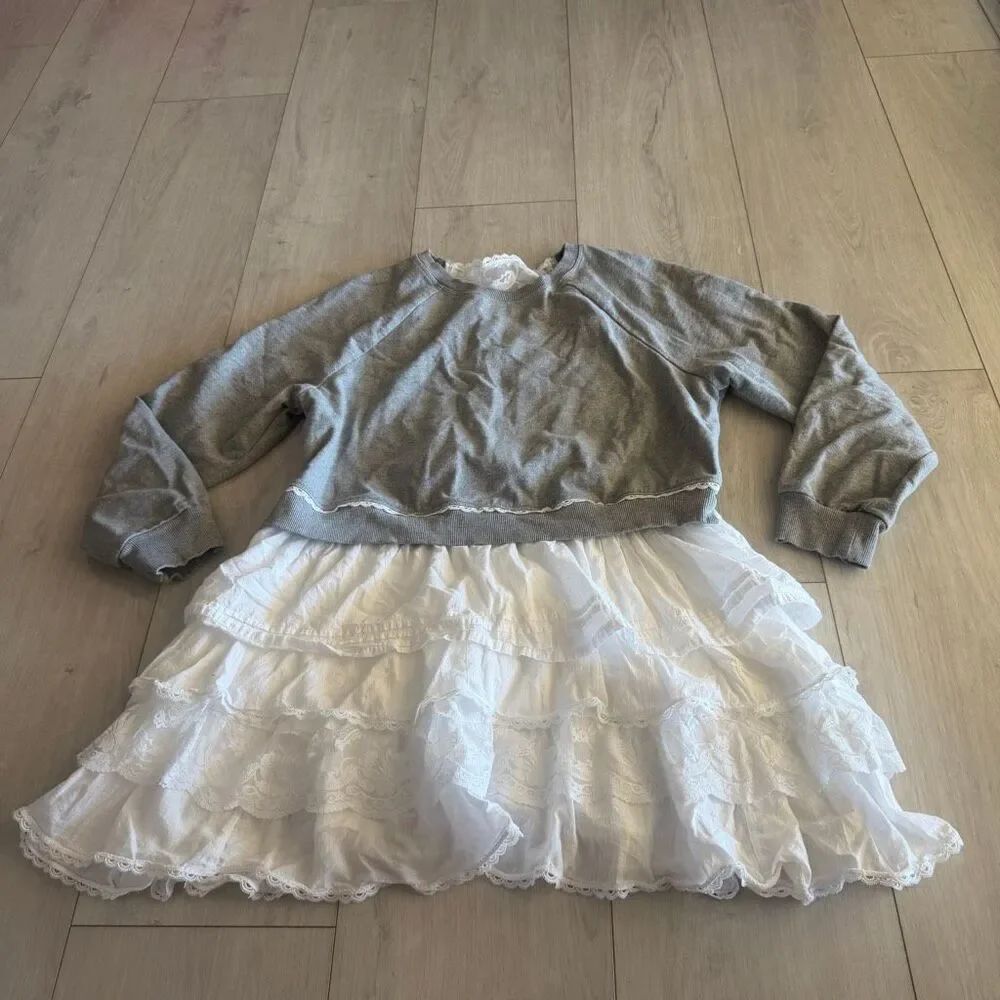 ANTHROPOLOGIE Twofer Tiered Sweatshirt Dress size m
